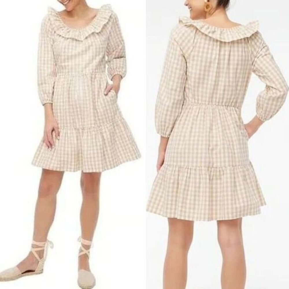 New! J.‎ Crew Seersucker ruffleneck mini dress, size 12
